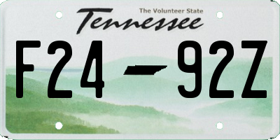 TN license plate F2492Z