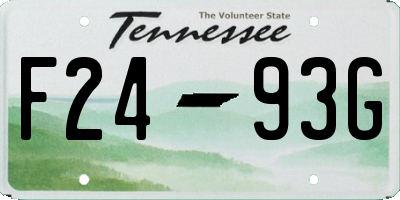 TN license plate F2493G