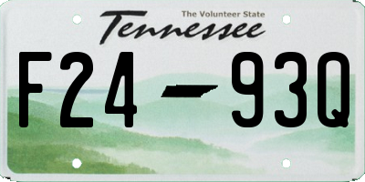 TN license plate F2493Q