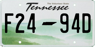 TN license plate F2494D
