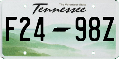 TN license plate F2498Z
