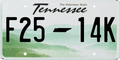 TN license plate F2514K