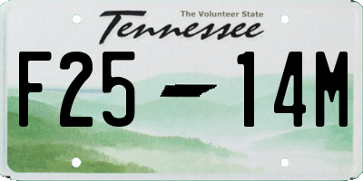 TN license plate F2514M