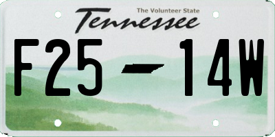 TN license plate F2514W
