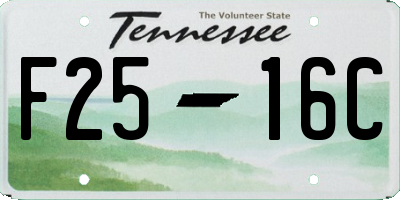 TN license plate F2516C