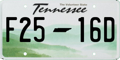 TN license plate F2516D