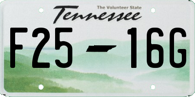 TN license plate F2516G