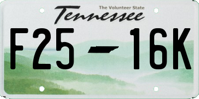 TN license plate F2516K