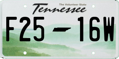 TN license plate F2516W