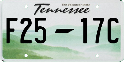 TN license plate F2517C