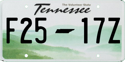 TN license plate F2517Z