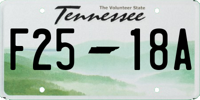 TN license plate F2518A