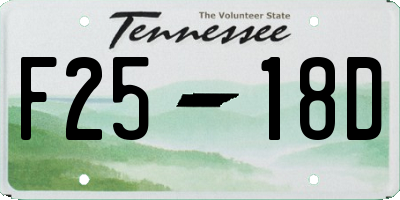 TN license plate F2518D