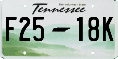 TN license plate F2518K