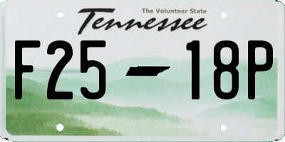 TN license plate F2518P