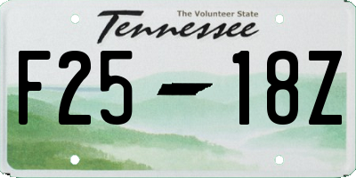 TN license plate F2518Z