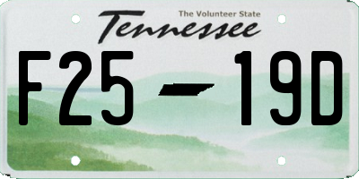 TN license plate F2519D