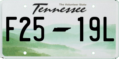 TN license plate F2519L