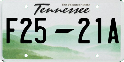 TN license plate F2521A