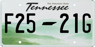 TN license plate F2521G