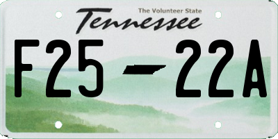 TN license plate F2522A