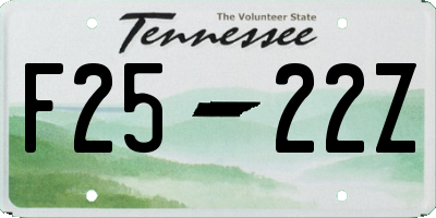 TN license plate F2522Z