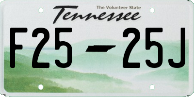 TN license plate F2525J