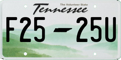 TN license plate F2525U