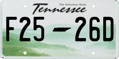 TN license plate F2526D
