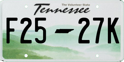 TN license plate F2527K
