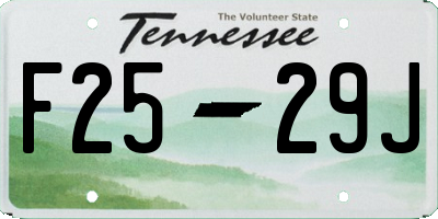 TN license plate F2529J