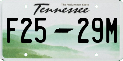 TN license plate F2529M