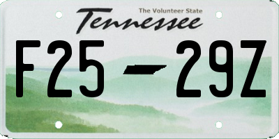 TN license plate F2529Z