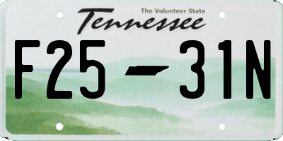 TN license plate F2531N