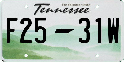 TN license plate F2531W