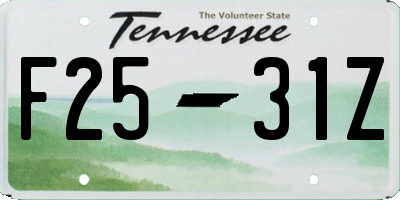 TN license plate F2531Z
