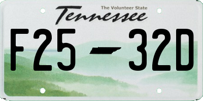 TN license plate F2532D