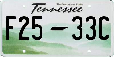TN license plate F2533C