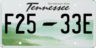 TN license plate F2533E