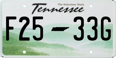TN license plate F2533G