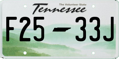 TN license plate F2533J