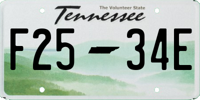 TN license plate F2534E