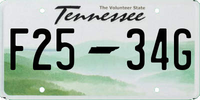 TN license plate F2534G