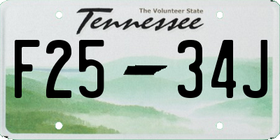 TN license plate F2534J