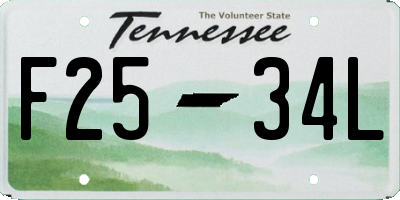 TN license plate F2534L