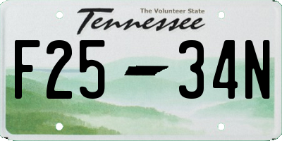 TN license plate F2534N