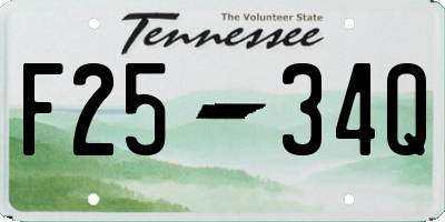 TN license plate F2534Q