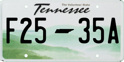 TN license plate F2535A