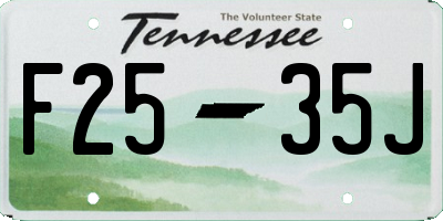 TN license plate F2535J