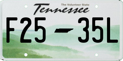 TN license plate F2535L